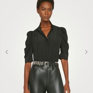Frame Gillian Puff-Sleeve Silk Blouse